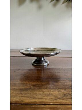 Raised Silver Plated Over Copper Bowl with Etched Detailing
